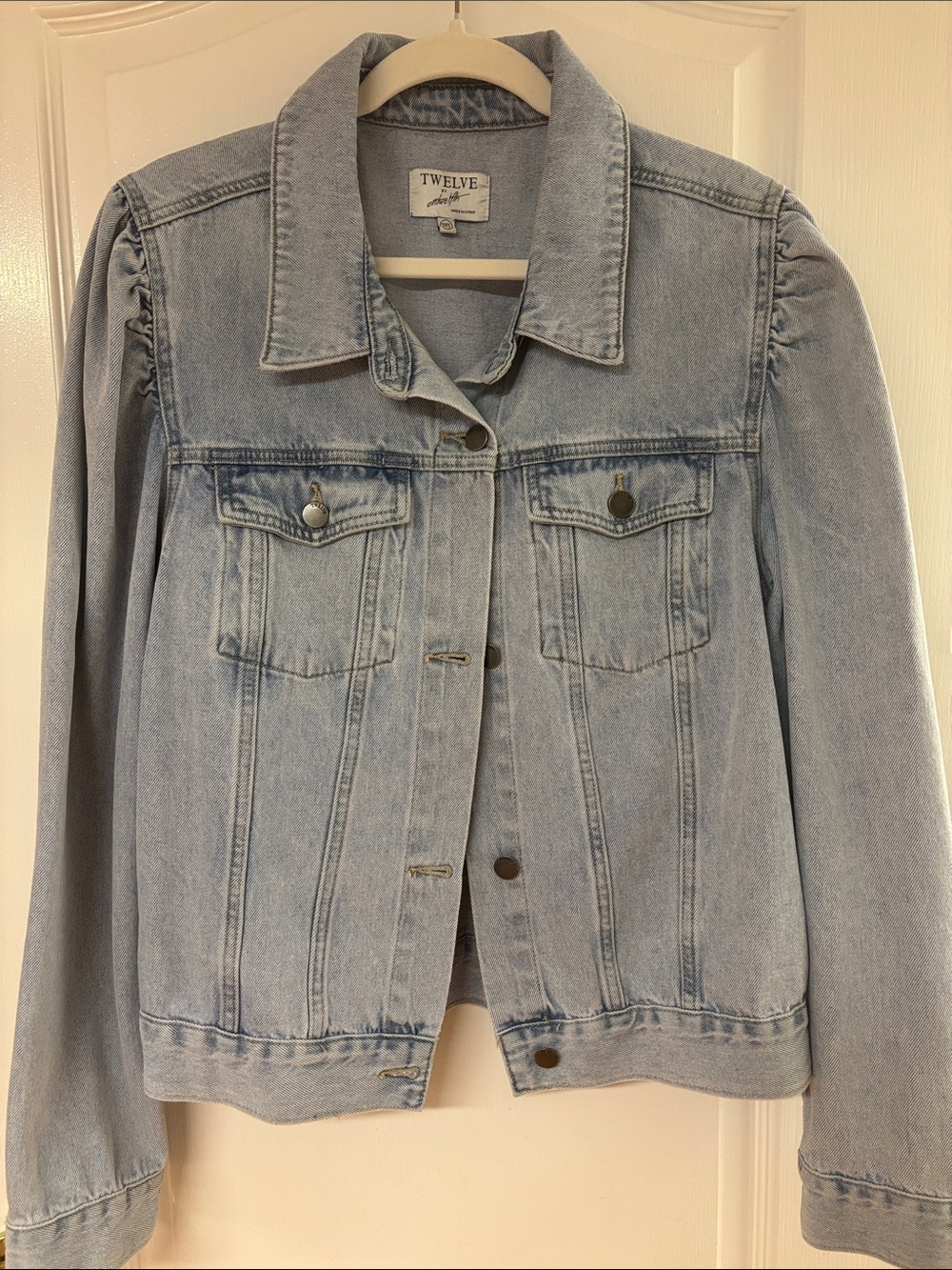 Twelve by Twelve Pale Blue Denim Jacket with Gathered Shoulders